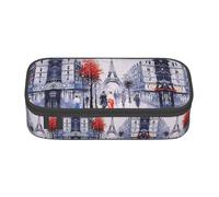 Uusnwaa Astuccio e astuccio con stampa artistica con cerniera e albero della città di Parigi, Torre Eiffel, organizer per cancelleria con tasca in rete per la scuola