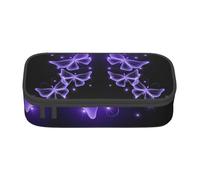 Uusnwaa Astuccio e astuccio grande con cerniera e bella stampa farfalla viola, organizer per cancelleria multi-slot con tasca in rete per la scuola