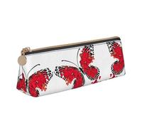 Uusnwaa Astuccio in pelle con cuore rosso farfalla stampa San Valentino portapenne astuccio con cerniera, borsa organizer per cosmetici, per scuola, ufficio, donna uomo