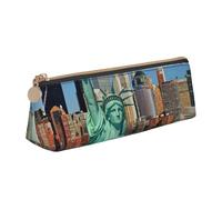 Uusnwaa Astuccio in pelle con stampa statua della libertà a New York, astuccio portapenne con cerniera, organizer per cosmetici, per scuola, ufficio, donna, uomo