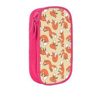 Uusnwaa Astuccio multifunzione con molte volpi stampate, in tessuto Oxford, con scomparti, rosa, taglia unica, Astuccio per trucchi