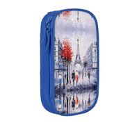 Uusnwaa Astuccio portapenne con stampa artistica con albero della città di Parigi, Torre Eiffel, in tessuto Oxford, astuccio multifunzione con scomparti, Blu, taglia unica, Astuccio per trucchi