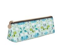 Uusnwaa Astuccio portapenne in pelle con stampa di dinosauri, astuccio con cerniera, organizer per cosmetici, per scuola, ufficio, donna, uomo