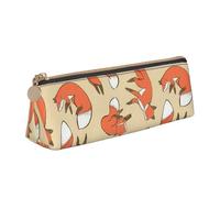 Uusnwaa Astuccio portapenne in pelle con stampa di molte volpi, astuccio con cerniera, organizer per cosmetici, per scuola, ufficio, donna e uomo
