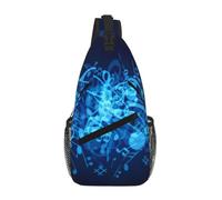 Uusnwaa Borsa a tracolla con tracolla stampata blu resistente all'acqua con note musicali