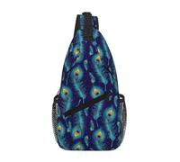 Uusnwaa Borsa a tracolla impermeabile con piume di pavone stampate