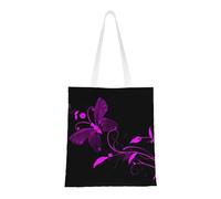 Uusnwaa Borsa a tracolla riutilizzabile con stampa a farfalla viola e nera, grande, per la spesa, leggera, lavabile, per viaggi, lavoro, scuola