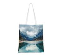 Uusnwaa Borsa a tracolla riutilizzabile con stampa di paesaggi di montagna naturale, grande, per la spesa, leggera, lavabile, per viaggi, lavoro, scuola