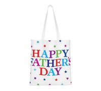 Uusnwaa Borsa a tracolla riutilizzabile con stampa di stelle e scritta "Happy Fathers", grande, per la spesa, leggera, lavabile, per viaggi, lavoro, scuola
