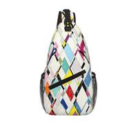 Uusnwaa Borsa a tracolla stampata resistente dell'imbracatura della carta da parati colorata resistente del plaid dell'acqua