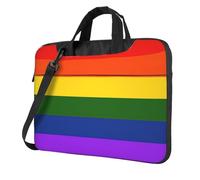 Uusnwaa Borsa classica sottile con stampa bandiera arcobaleno con tracolla e maniglia, valigetta ergonomica e borsa messenger, Nero , 15.6 inch