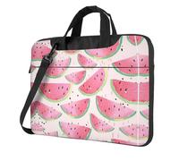 Uusnwaa Borsa classica sottile con stampa di anguria e frutta fresca con tracolla e maniglia, valigetta ergonomica e borsa messenger, Nero , 13 inch