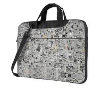 Uusnwaa Borsa classica sottile con stampa di giornale HD per computer portatile con tracolla e maniglia, valigetta ergonomica e borsa a tracolla, Nero , 14 inch