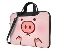 Uusnwaa Borsa classica sottile con stampa di maiale carino con tracolla e maniglia, valigetta ergonomica e borsa messenger, Nero , 13 inch