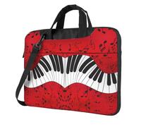 Uusnwaa Borsa classica sottile con stampa di note musicali e pianoforte, con tracolla e manico, valigetta ergonomica e borsa messenger, Nero , 15.6 inch