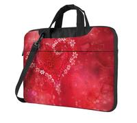Uusnwaa Borsa classica sottile con stampa floreale e cuore per computer portatile, con tracolla e maniglia, valigetta ergonomica e borsa messenger, Nero , 14 inch