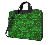 Uusnwaa Borsa classica sottile con stampa glitterata per il giorno di San Patrizio con tracolla e maniglia, valigetta ergonomica e borsa messenger, Nero , 14 inch