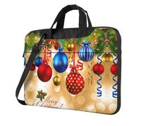 Uusnwaa Borsa classica sottile con stampa Merry Christmas con tracolla e maniglia, valigetta ergonomica e borsa messenger, Nero , 14 inch