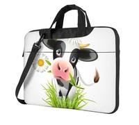 Uusnwaa Borsa classica sottile con stampa mucca carina con tracolla e maniglia, valigetta ergonomica e borsa messenger, Nero , 15.6 inch