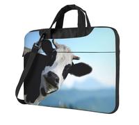 Uusnwaa Borsa classica sottile con stampa mucca carina con tracolla e maniglia, valigetta ergonomica e borsa messenger, Nero , 14 inch