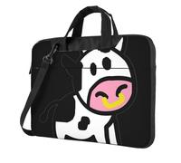 Uusnwaa Borsa classica sottile con stampa mucca carina con tracolla e maniglia, valigetta ergonomica e borsa messenger, Nero , 15.6 inch