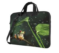 Uusnwaa Borsa classica sottile con stampa rana dell'albero della pace con tracolla e maniglia, valigetta ergonomica e borsa messenger, Nero , 15.6 inch