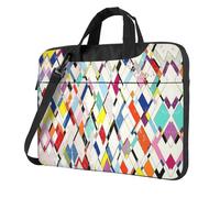 Uusnwaa Borsa classica sottile della stampa della carta da parati del plaid colorata del computer portatile con la tracolla e la maniglia, valigetta ergonomica e borsa messenger, Nero , 14 inch
