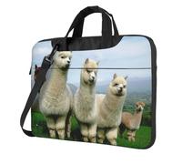 Uusnwaa Borsa classica sottile della stampa della famiglia di alpaca del computer portatile con tracolla e maniglia, valigetta ergonomica e borsa messenger, Nero , 13 inch