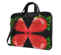Uusnwaa Borsa classica sottile della stampa della fragola del computer portatile con la tracolla e la maniglia, cartella ergonomica e borsa messenger, Nero , 15.6 inch