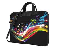 Uusnwaa Borsa classica sottile della stampa di musica variopinta del computer portatile con la tracolla e la maniglia, borsa ergonomica della cartella e del messaggero, Nero , 15.6 inch