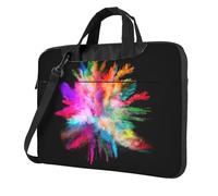 Uusnwaa Borsa esile classica della stampa di esplosione di colore del computer portatile con la tracolla e la maniglia, borsa ergonomica del messaggero e della cartella, Nero , 14 inch