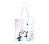 Uusnwaa Borsa larga riutilizzabile con stampa "I Love Penguins", grande borsa per la spesa, leggera e lavabile, borsa a tracolla per viaggi, lavoro, scuola