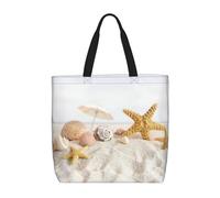 Uusnwaa Borsa tote da donna, con stampa di conchiglie, stella marina sulla spiaggia, borsa a tracolla, borsa per la spesa riutilizzabile, chiusura superiore con cerniera, essenziale per tutti i giorni