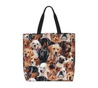 Uusnwaa Borsa tote da donna con stampa di molti cani, borsa a tracolla, borsa per la spesa riutilizzabile, chiusura superiore con cerniera, essenziale per tutti i giorni