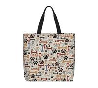 Uusnwaa Borsa tote da donna, con stampa di ossa e zampe, borsa a tracolla, borsa per la spesa riutilizzabile, chiusura superiore con cerniera, essenziale per tutti i giorni