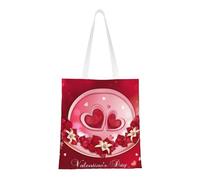 Uusnwaa Borsa tote riutilizzabile con stampa Happy Valentine'S Day, grande borsa per la spesa e la spesa, leggera e lavabile per viaggi, lavoro, scuola