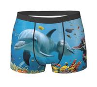 Uusnwaa Boxer da uomo con delfino oceano che ti guardano con stampa, biancheria intima ultra confortevole da uomo, mutande elastiche traspiranti, Nero , L Plus