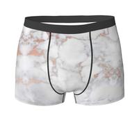 Uusnwaa Boxer da uomo in marmo bianco con stampa in oro rosa, biancheria intima ultra Comfortsoft da uomo, mutande elastiche traspiranti, Nero , L Plus
