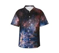 Uusnwaa Camicia da uomo con stampa galassia dell'universo hawaiano della Via Lattea, per l'estate, la spiaggia, casual, a maniche corte, con bottoni e tasca sul petto a sinistra (S-3XL), Nero , 3XL