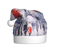 Uusnwaa Cappello natalizio con stampa artistica con albero della città di Parigi, Torre Eiffel, cappello da Babbo Natale unisex, per adulti, cappello spesso per feste di Capodanno