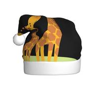 Uusnwaa Cappello natalizio con stampa giraffa, cappello da Babbo Natale unisex, per adulti, cappello spesso per feste di Capodanno