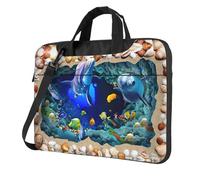 Uusnwaa Classic Slim Laptop 3D Underwater World Dolphin Print Bag con tracolla e maniglia, valigetta ergonomica e borsa messenger, Nero , 15.6 inch