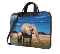 Uusnwaa Classic Slim Laptop Big Earars Elephant Print Bag con tracolla e maniglia, valigetta ergonomica e borsa messenger, Nero , 14 inch