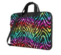 Uusnwaa Classic Slim Laptop Colorful Rainbow Zebra Print Bag con tracolla e maniglia, valigetta ergonomica e borsa messenger, Nero , 15.6 inch