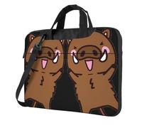 Uusnwaa Classic Slim Laptop Jumping Cinghiale Animazione Stampa Borsa Con Tracolla E Maniglia, Valigetta Ergonomica E Borsa Messenger, Nero , 14 inch
