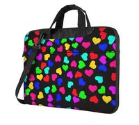 Uusnwaa Classic Slim Laptop Rainbow Hearts Print Bag con tracolla e maniglia, valigetta ergonomica e borsa messenger, Nero , 13 inch