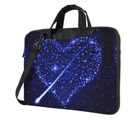 Uusnwaa Classic Slim Laptop Shooting Star Heart Print Bag con tracolla e maniglia, valigetta ergonomica e borsa messenger, Nero , 15.6 inch