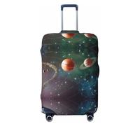 Uusnwaa Copertura lavabile per valigie con pianeta spaziale e sistema solare, alla moda, antipolvere, antigraffio, per valigie da viaggio, Nero , L