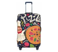 Uusnwaa Copertura lavabile per valigie da viaggio, antipolvere, antigraffio, con stampa a pizza, protezione per valigie da viaggio, Nero , L