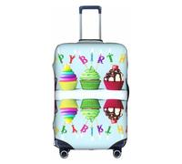 Uusnwaa Copertura per bagagli colorata da viaggio con stampa di cupcake di buon compleanno, lavabile, con cerniera nascosta, accessori essenziali da viaggio, bianco, M